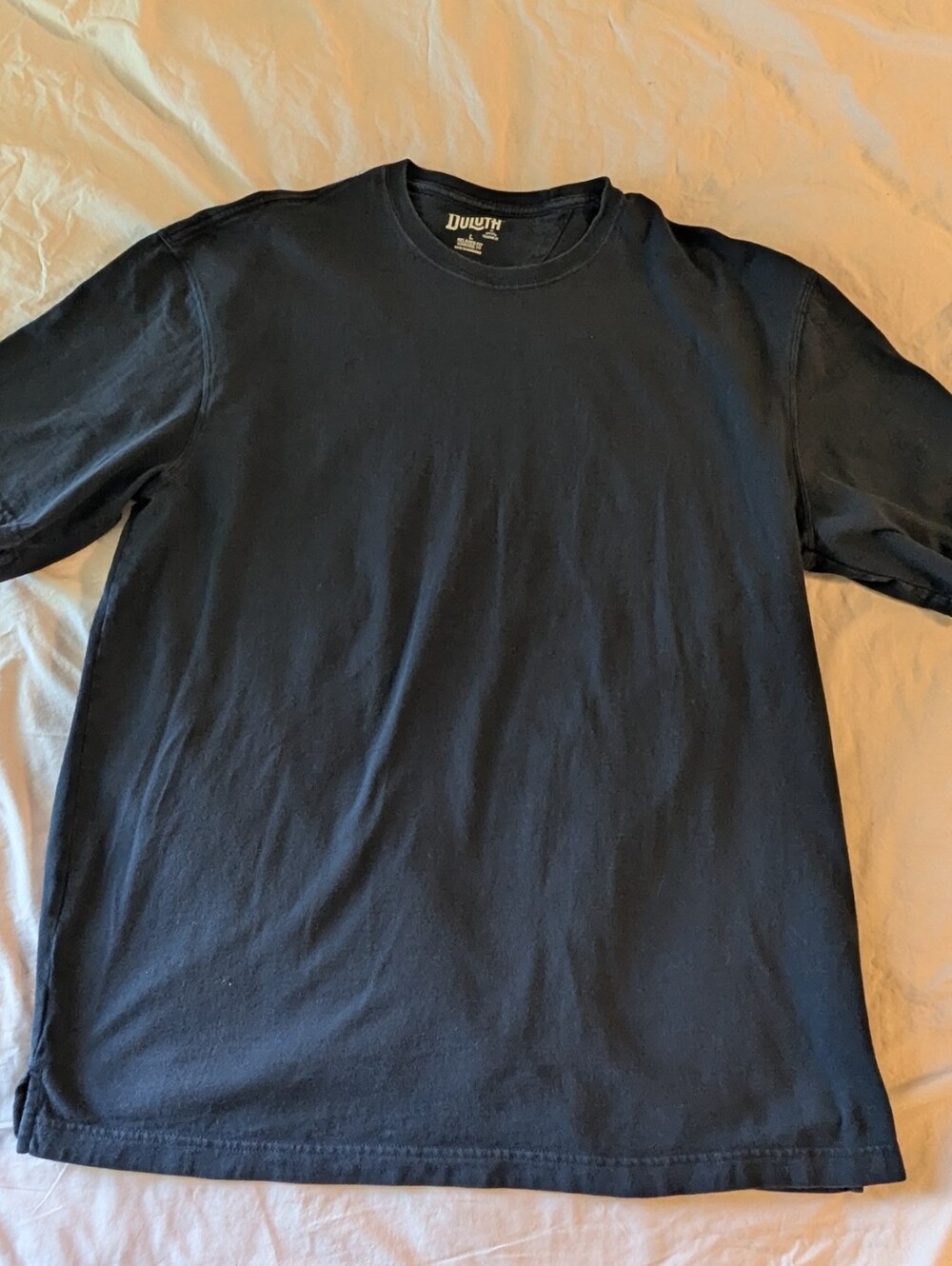 Duluth Trading Co T-Shirt Longtail Relaxed Fit Navy Blue Cotton Work  Mens Large